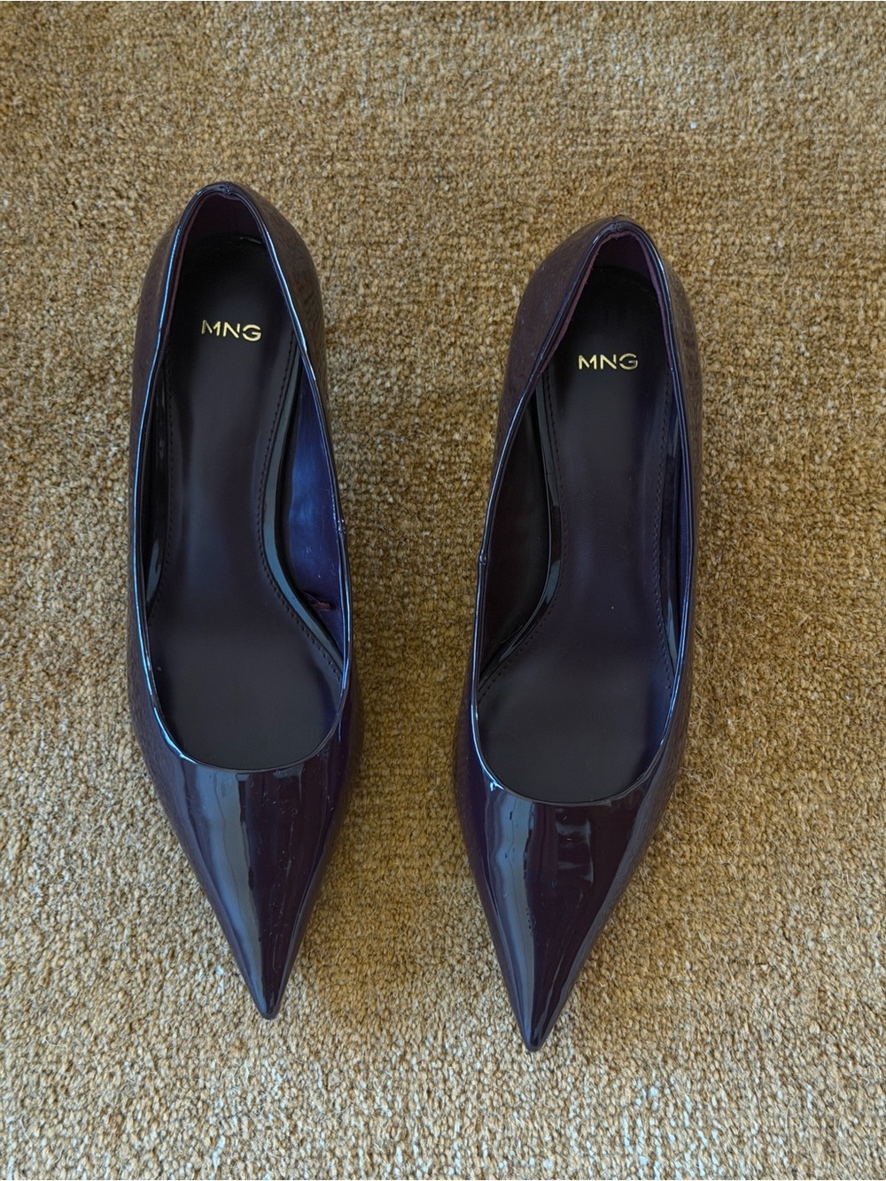 Mango Pointed Patent Pumps in Plum